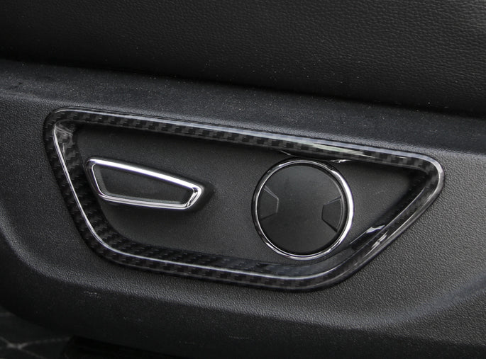 Anello di rivestimento del coperchio del pulsante di regolazione del sedile della portiera in ABS per Ford Mustang 2015-2016 Carbon generico