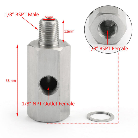 1/8" BSPT Sensore pressione olio Adattatore da T a NPT Alimentazione turbo Linea di alimentazione Mete Generico