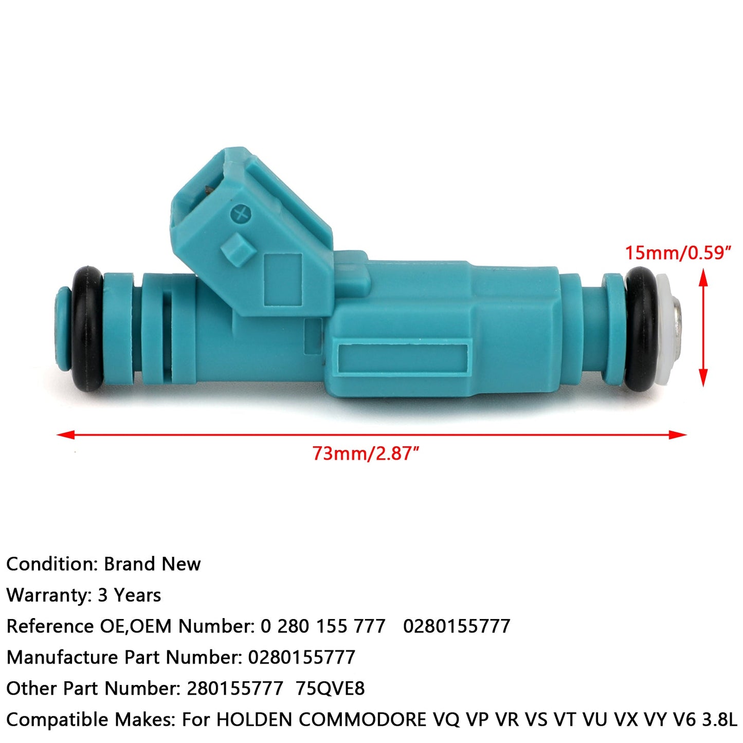 1x iniettori di carburante per Holden Commodore VG VN VL VQ VP VR VS VT VU VX VY V6 3.8L generico