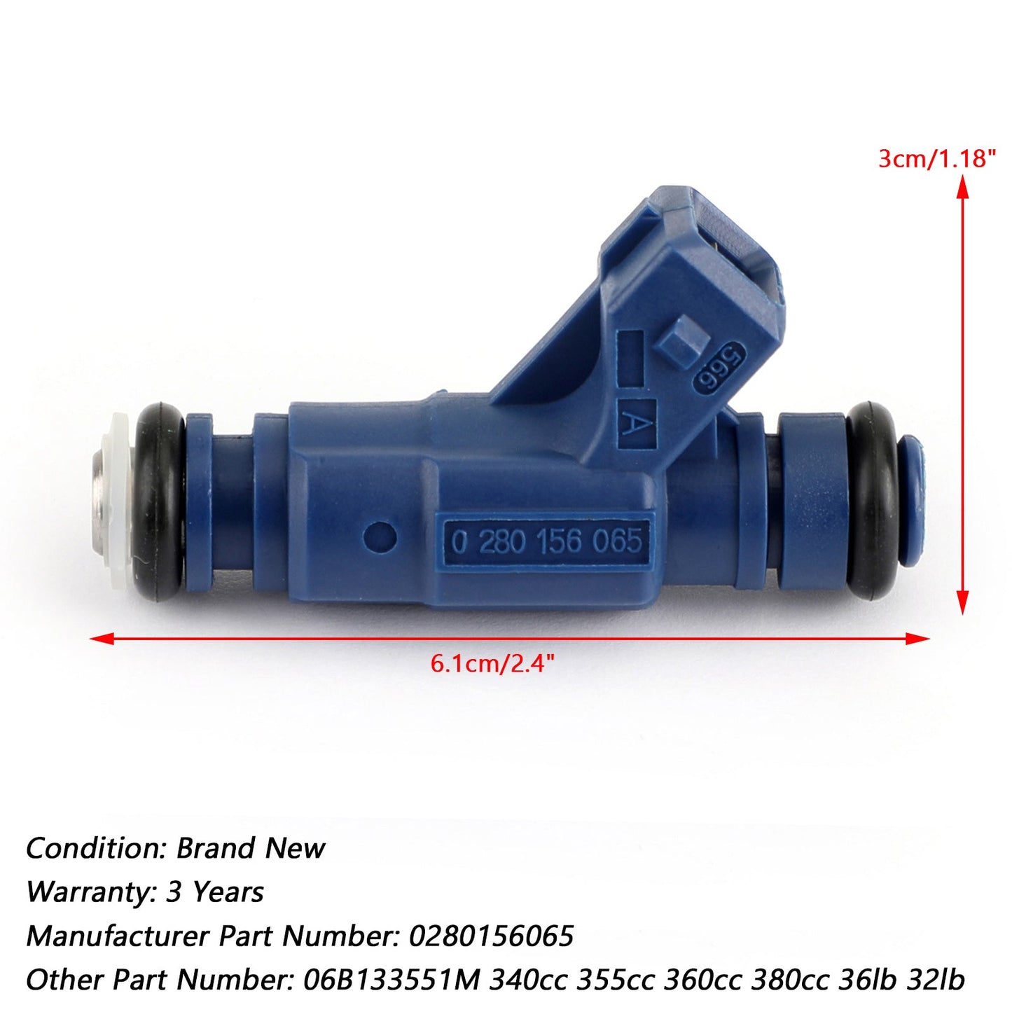 852-12185 0280156065 1PCS Iniettore di Carburante 0280156065 Per Audi A4 Quattro VW Passat 1.8L 06B133551M Generico