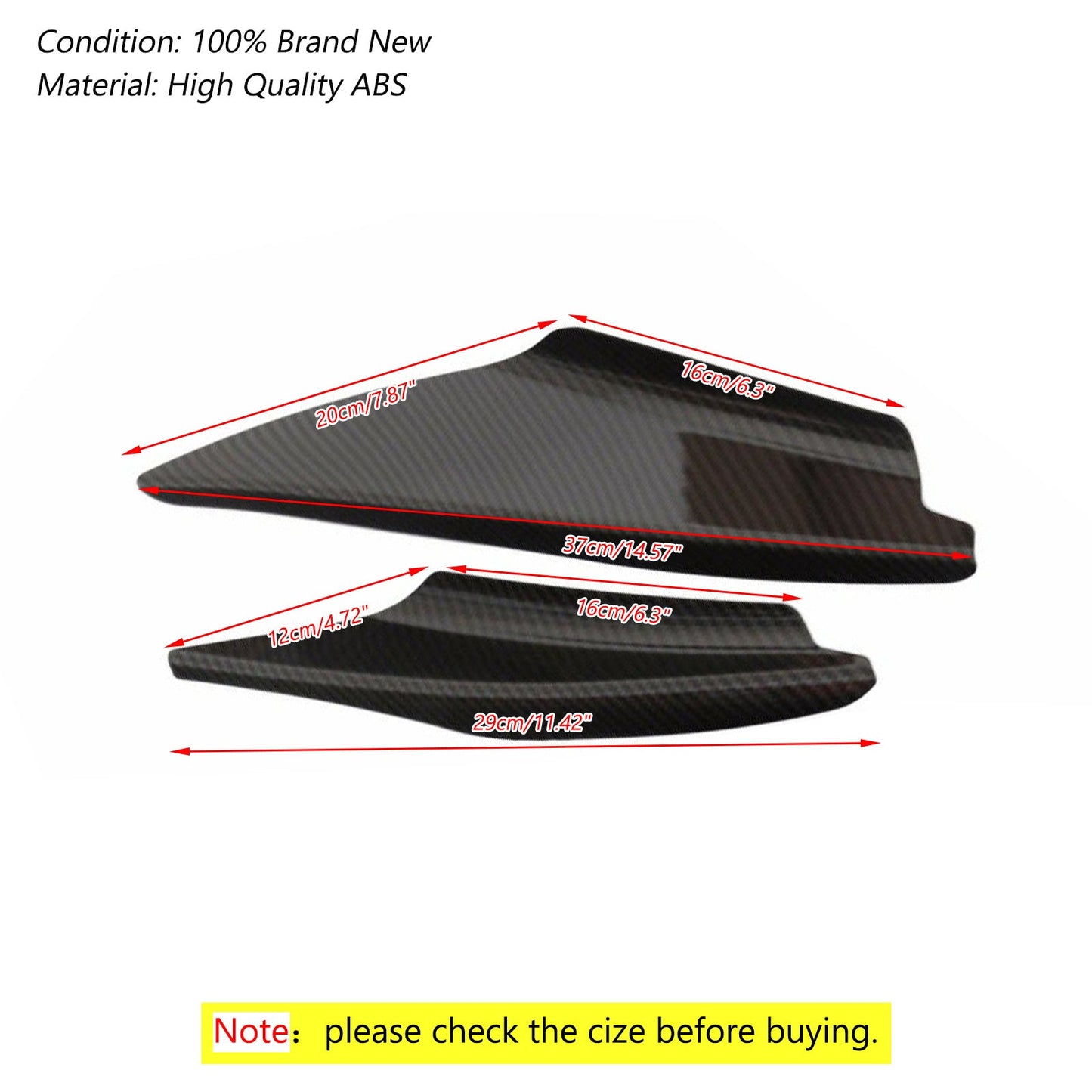 4 pezzi Canard per spoiler per splitter corpo pinne paraurti anteriore auto universali