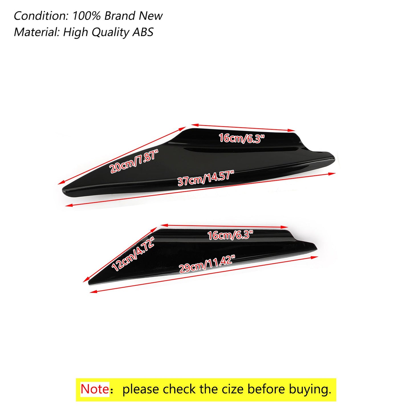 4pcs Universal Gloss Bk Car Paraurti Anteriore Pinne Body Splitter Spoiler Canards Generico