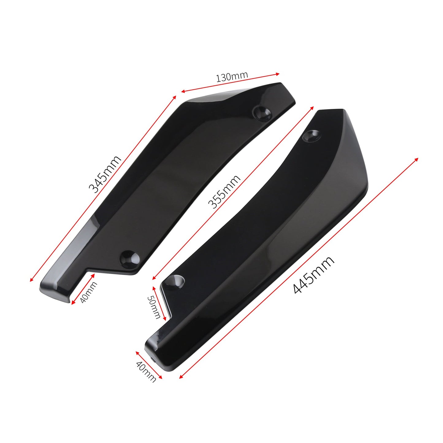 2x Car Auto Paraurti Posteriore Labbro Diffusore Splitter Canard Protector Top Nero Lucido Generico