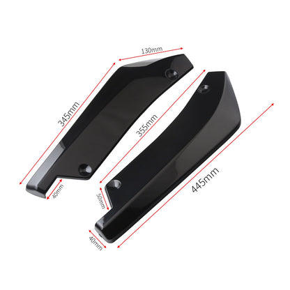 2x Car Auto Paraurti Posteriore Labbro Diffusore Splitter Canard Protector Top Nero Lucido Generico