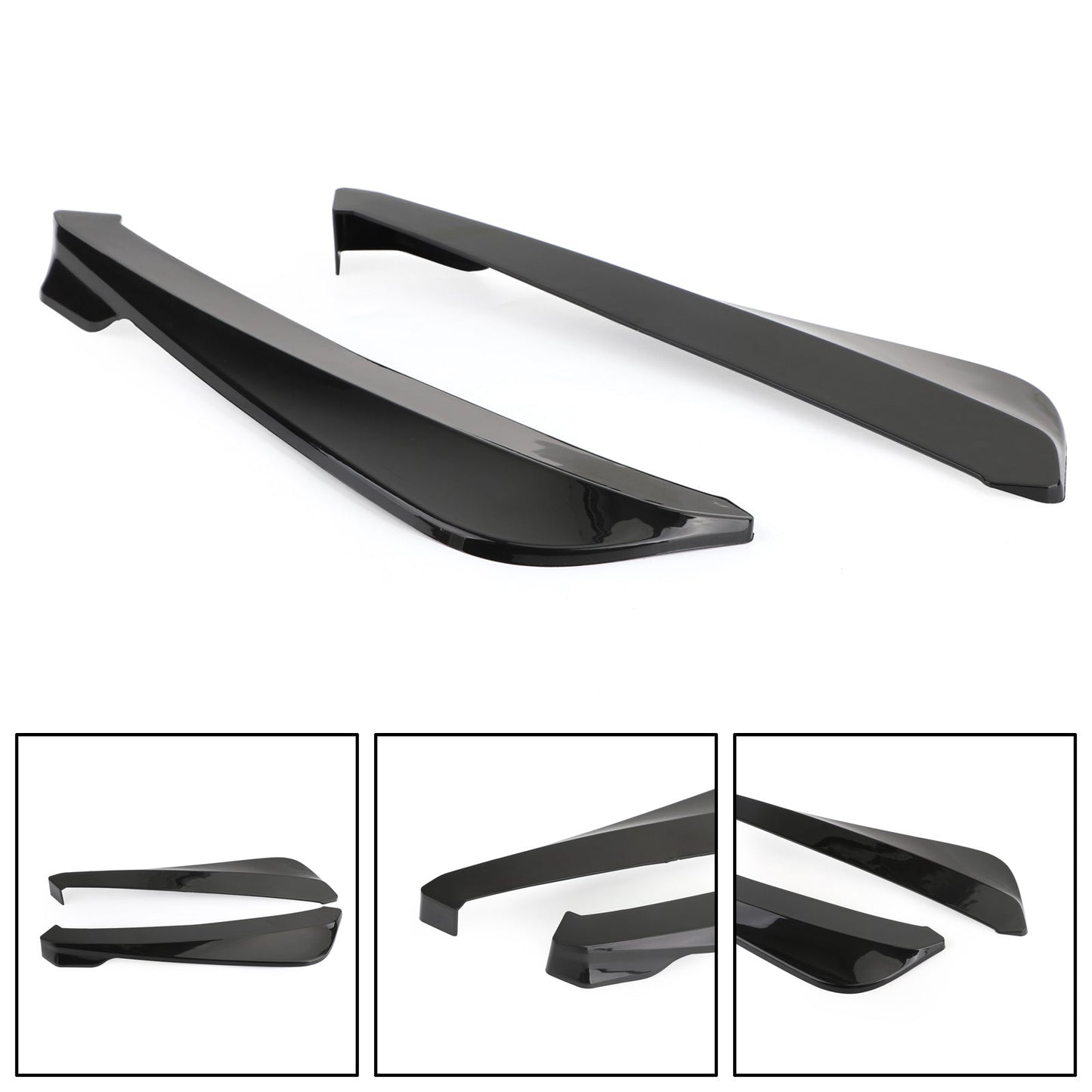 19" Car Rear Bumper Fin Canard Splitter Diffusore Valence Spoiler Lip Gloss Nero Generico