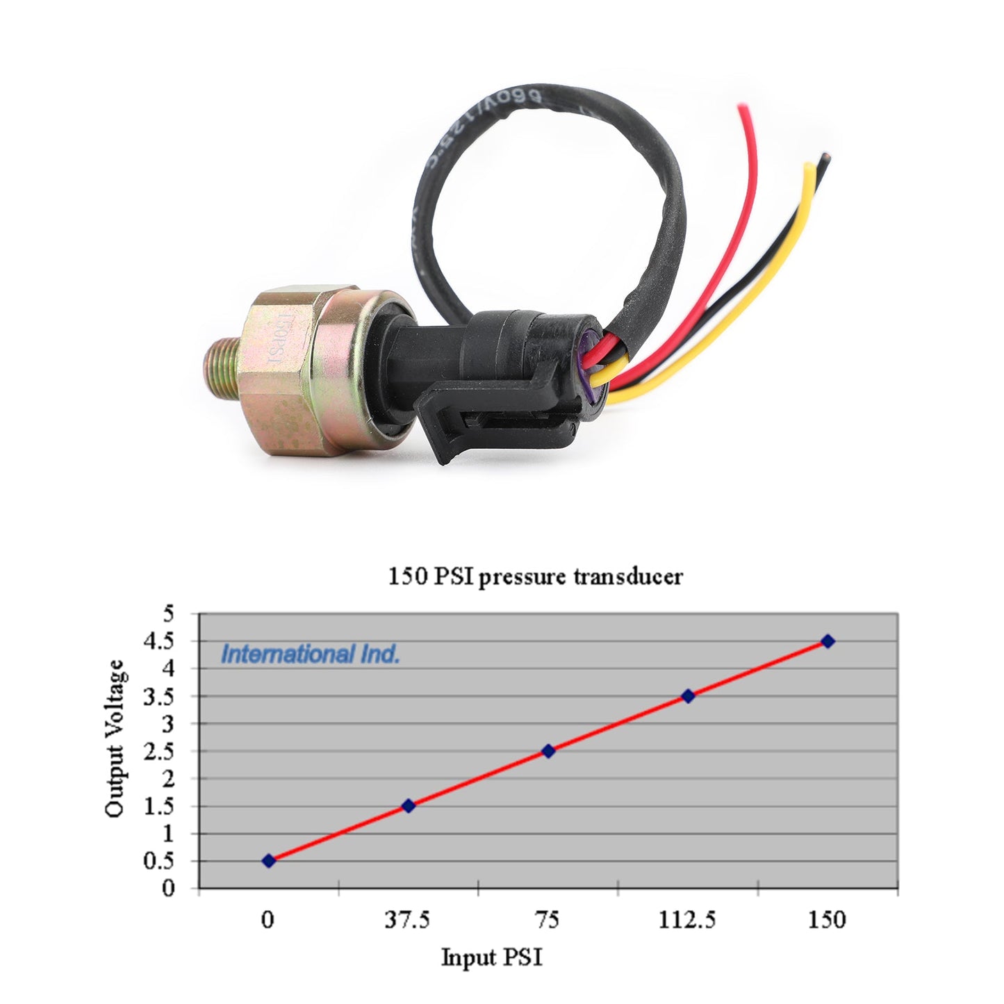 Trasduttore/emettitore di pressione, 150 psi (5 V), acciaio inossidabile, per olio, carburante, aria, acqua Generico