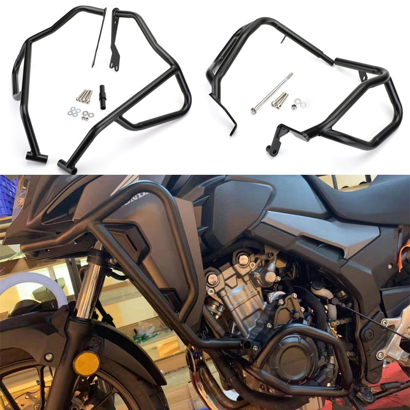 Upper / Lower Crash Bars Black Engine Guard Set For Honda CB500X 2019