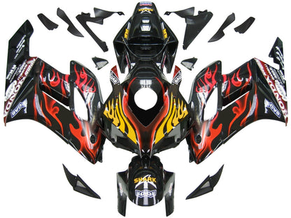 Carene 2004-2005 Honda CBR 1000 RR Black &amp; Red Flame Shark Racing Generico