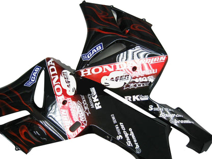 Carene 2004-2005 Honda CBR 1000 RR Black &amp; Red Flame Shark Racing Generico