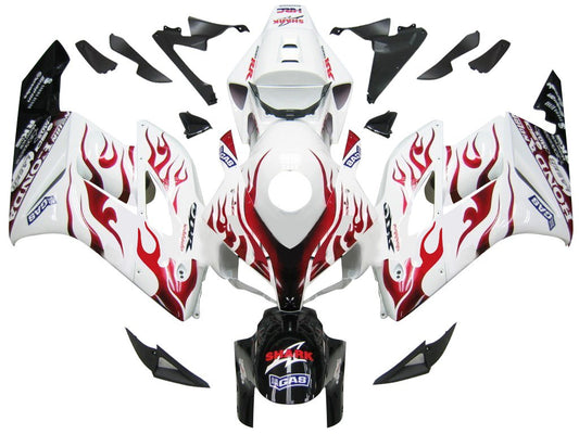 Amotopart rivestimento Honda CBR1000RR 2004-2005 Abbigliamento rivestimento White & Red Flame Shark Racing Acceping Kit