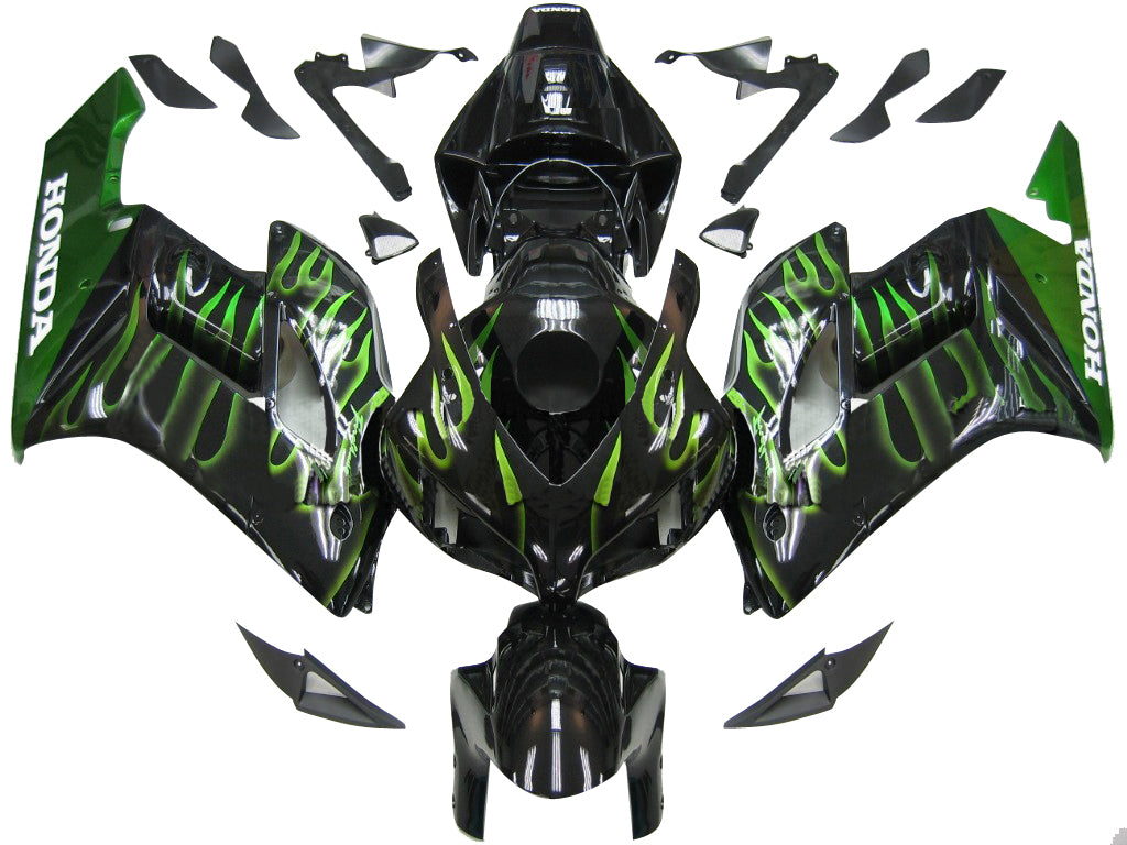 Carene 2004-2005 Honda CBR 1000 RR Black &amp; Green Flame Generico