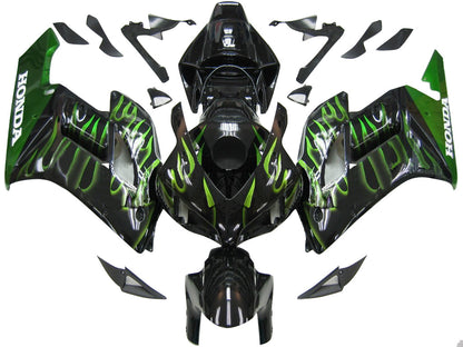 Carene 2004-2005 Honda CBR 1000 RR Black &amp; Green Flame Generico