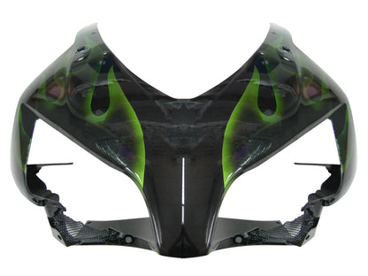 Carene 2004-2005 Honda CBR 1000 RR Black &amp; Green Flame Racing Generico