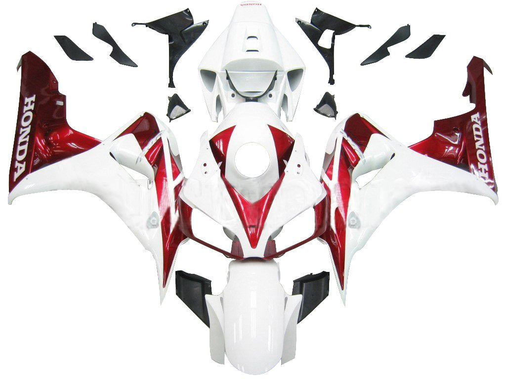 Amotopart Cladding Honda CBR1000RR 2006-2007 Clearing White & Cherry Red Honda Racing Kit