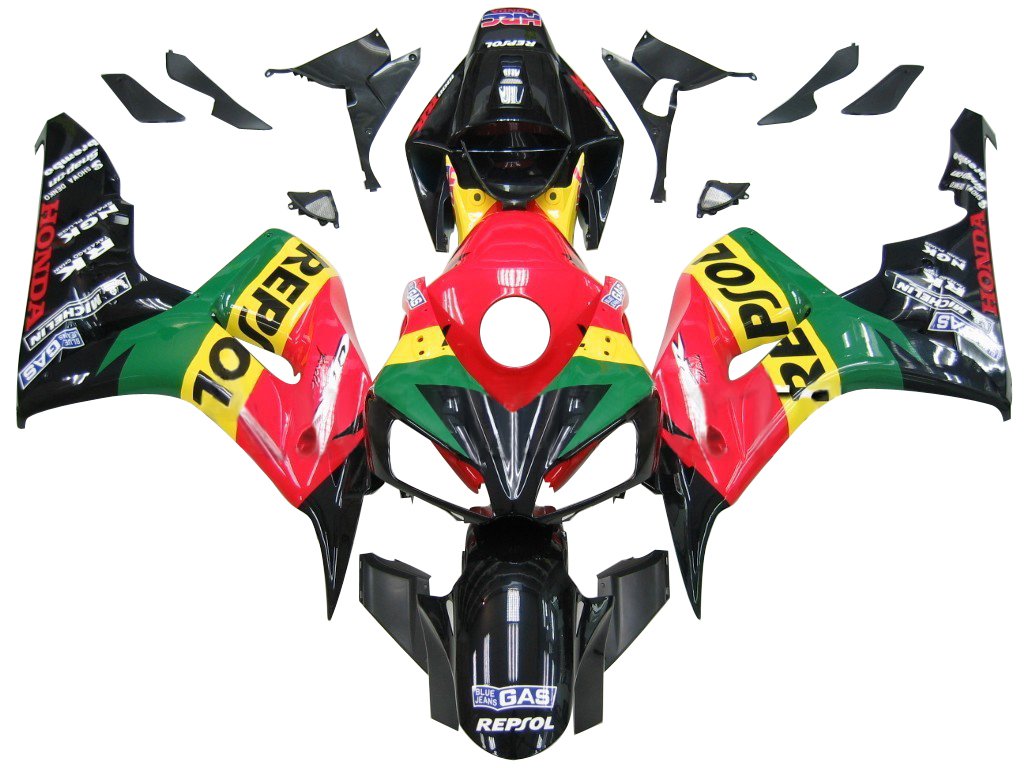 Amotopart Cladding Honda 1000RR 2006-2007 Pulizia del kit di camminata di corse CBR giallo rosso verde