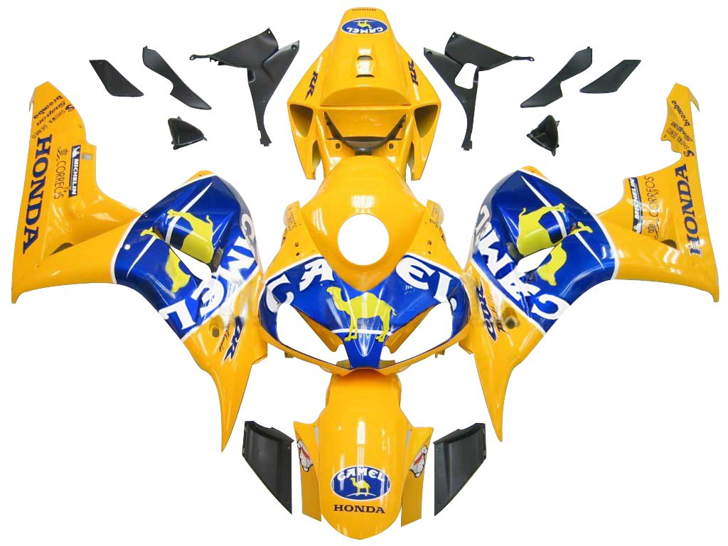 Amotopart Cladding Honda CBR1000RR 2006-2007 Cladding Kit di memoria di corse a blu giallo blu giallo