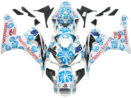 Carene 2006-2007 Honda CBR 1000 RR Bianco &amp; Blu Floreale Generico