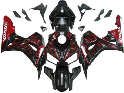 Carene 2006-2007 Honda CBR 1000 RR Black &amp; Red Flame Racing Generico