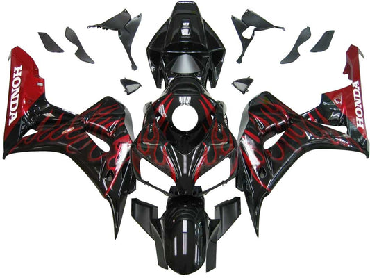 Carene 2006-2007 Honda CBR 1000 RR Black &amp; Red Flame Generico