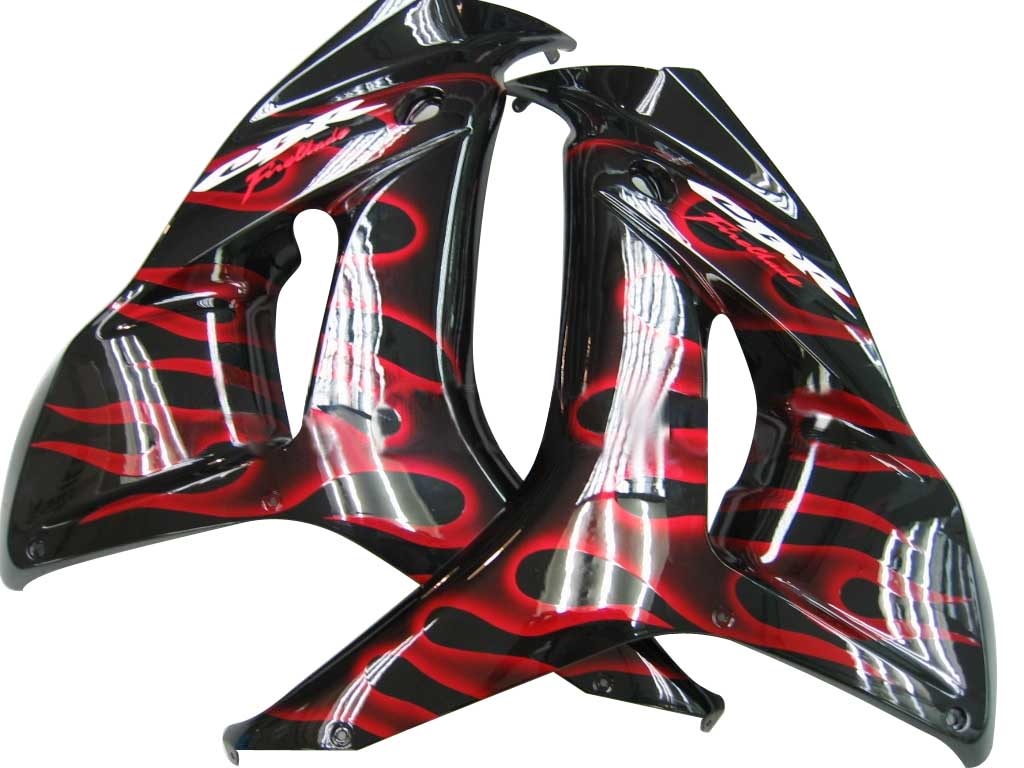 Carene 2006-2007 Honda CBR 1000 RR Black &amp; Red Flame Racing Generico