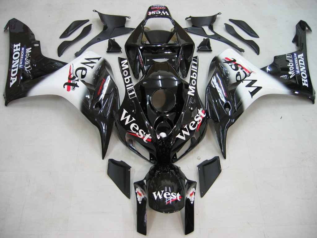 Amotopart rivestimento Honda CBR1000RR 2006-2007 Verupril West Racing Black Desolate Kit