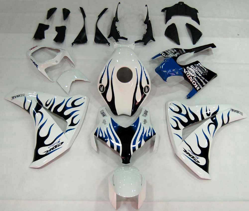 Carene 2008-2011 Honda CBR 1000 RR White &amp; Blue Black Flame Racing Generico