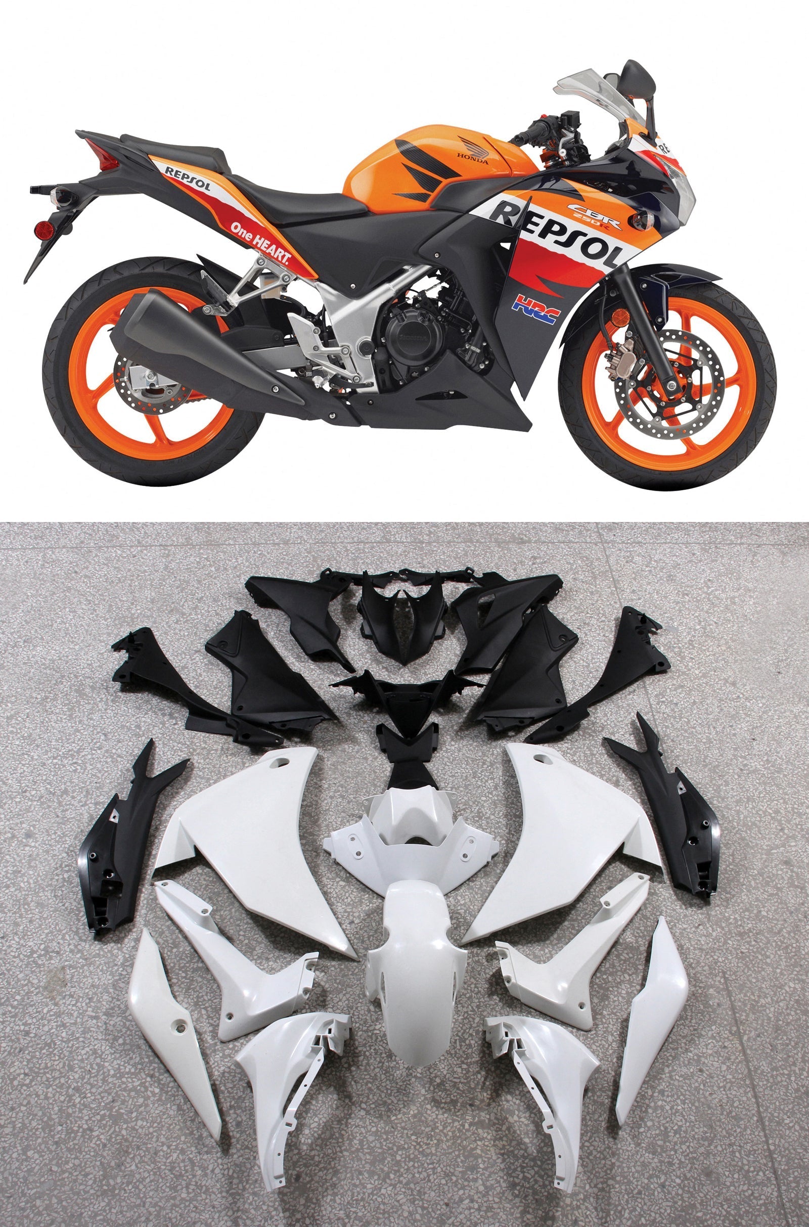 Generic Fit For Honda CBR250R (2011-2015) Bodywork Fairing ABS Injection Molded Plastics Set 5 Style