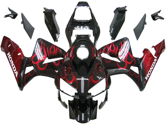 Carene 2003-2004 Honda CBR 600 RR Black &amp; Red Flame Racing Generico