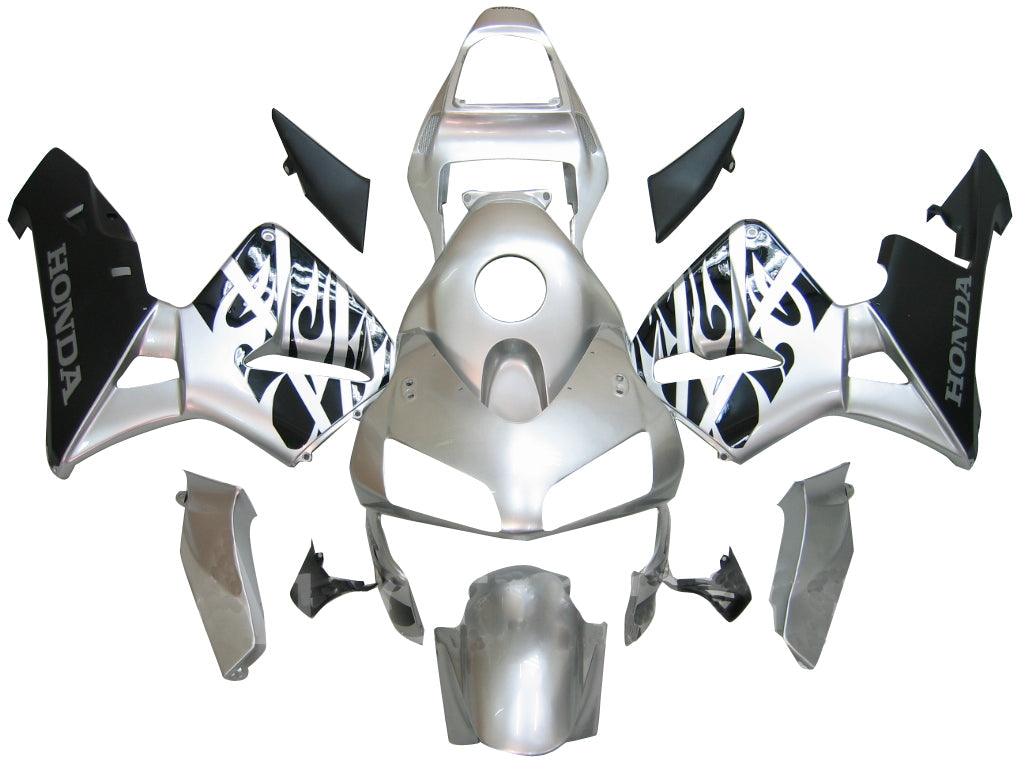 Carene 2003-2004 Honda CBR 600 RR Silver &amp; Black Flame Generico