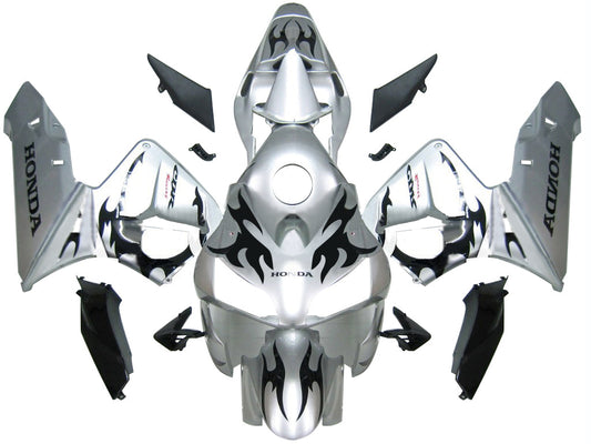 Carene 2003-2004 Honda CBR 600 RR Silver &amp; Black Tribal Tatoo Racing Generico