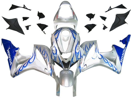 Carene 2007-2008 Honda CBR 600 RR Silver &amp; Blue Flame Generico