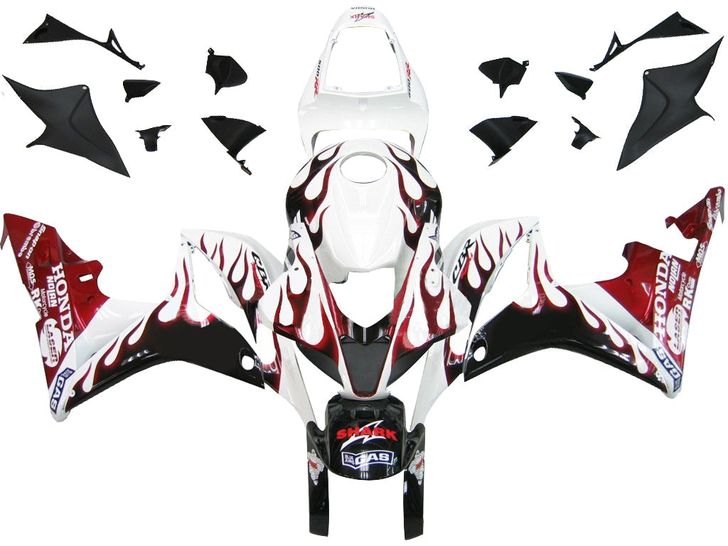 Carene 2007-2008 Honda CBR 600 RR White Black&amp;Red Flame CBR Racing Generic