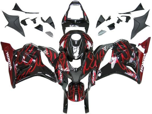 Carene 2009-2012 Honda CBR 600 RR Black &amp; Red Flame Generico