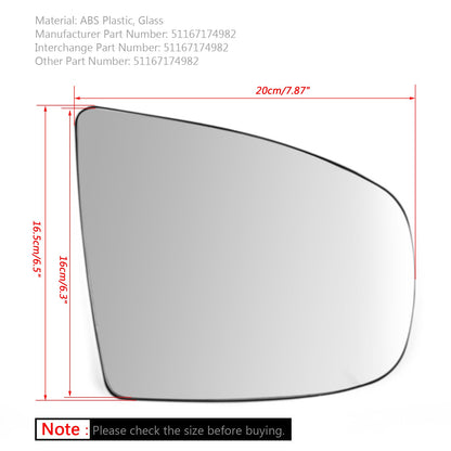 Specchietto retrovisore laterale destro riscaldato in vetro bianco per BMW X5 X6 E70 E71 E72 2008-2014 Generico