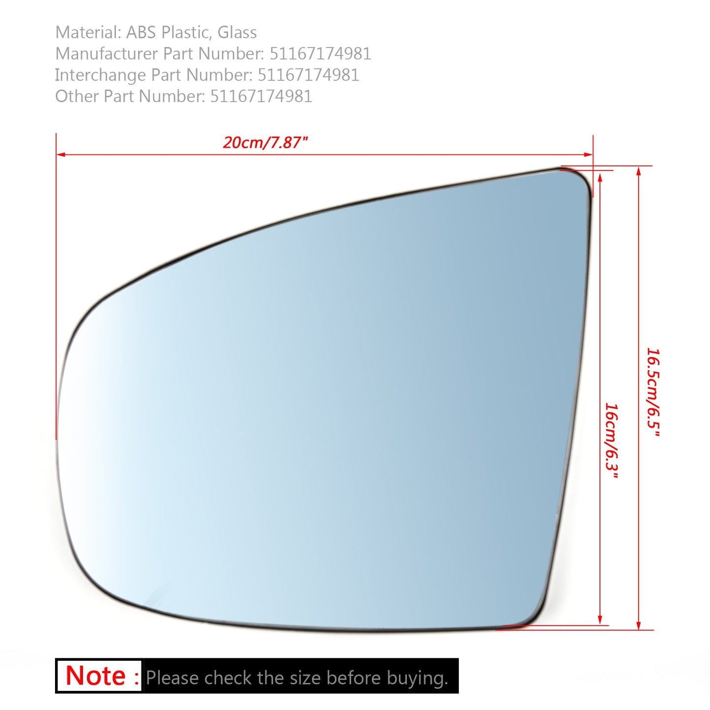 Coppia di specchietti retrovisori laterali riscaldati in vetro blu per BMW X5 X6 E70 E71 E72 2008-2014 Generico