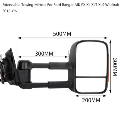 Specchietti da traino estensibili per Ford Ranger MK PX XL XLT XLS Wildtrak 2012-ON