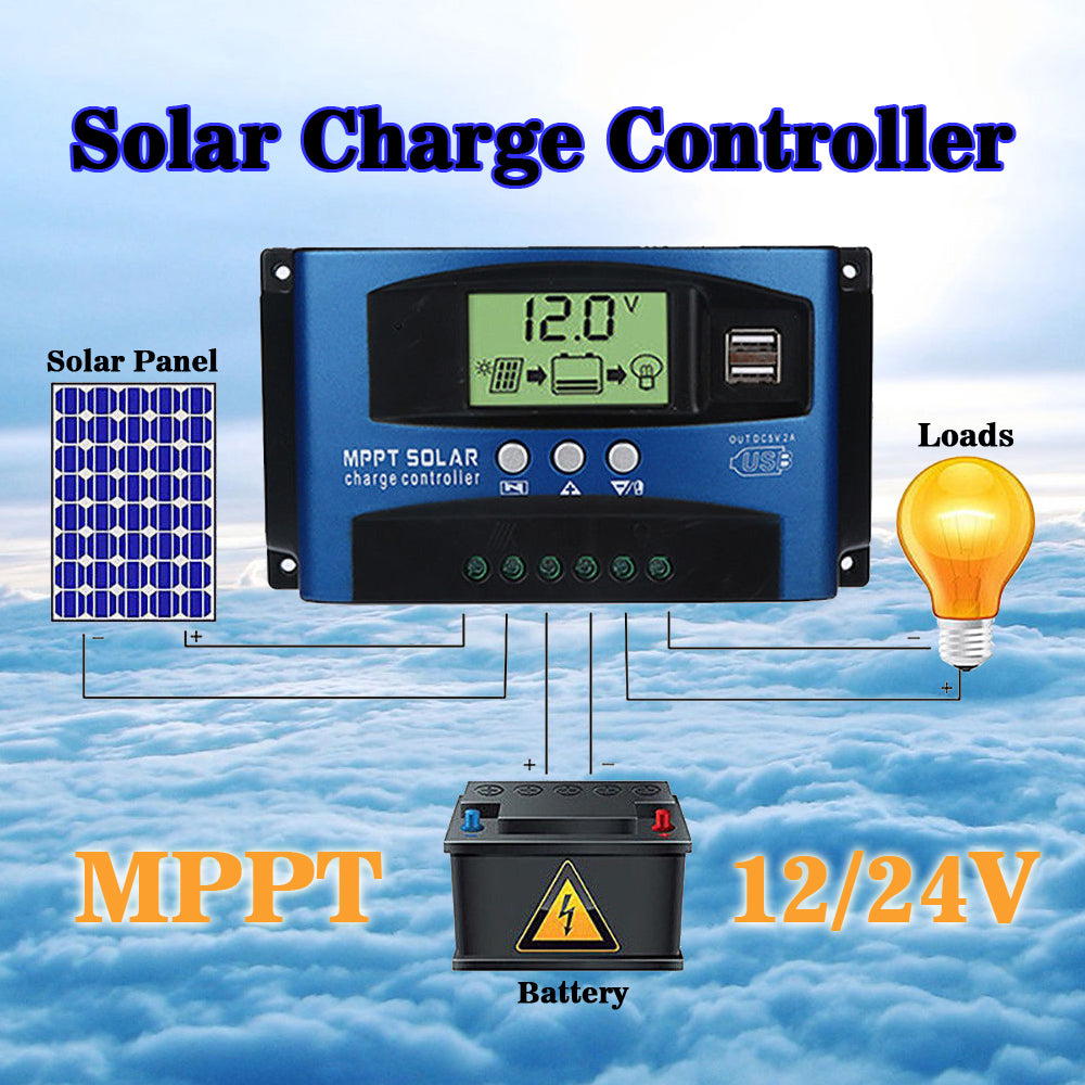 30/40/50/60/100A MPPT Pannello Solare Regolatore Regolatore di Carica 12V/24V Auto Focus Tracking