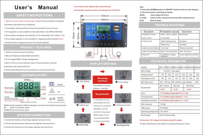 Controller PWM Solar 10-60A 12/24V Auto Focus Tracking Panel Regolatore Carica