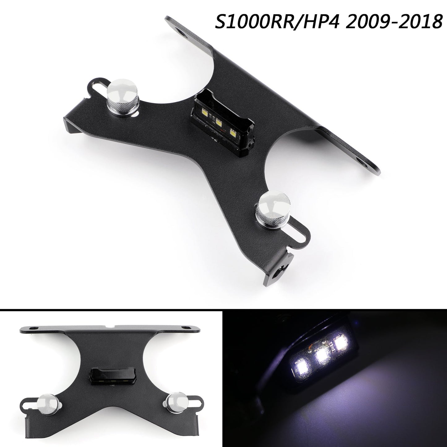 CNC License Plate Bracket Number Holder Plate LED For BMW S1000RR HP4 2009-2018