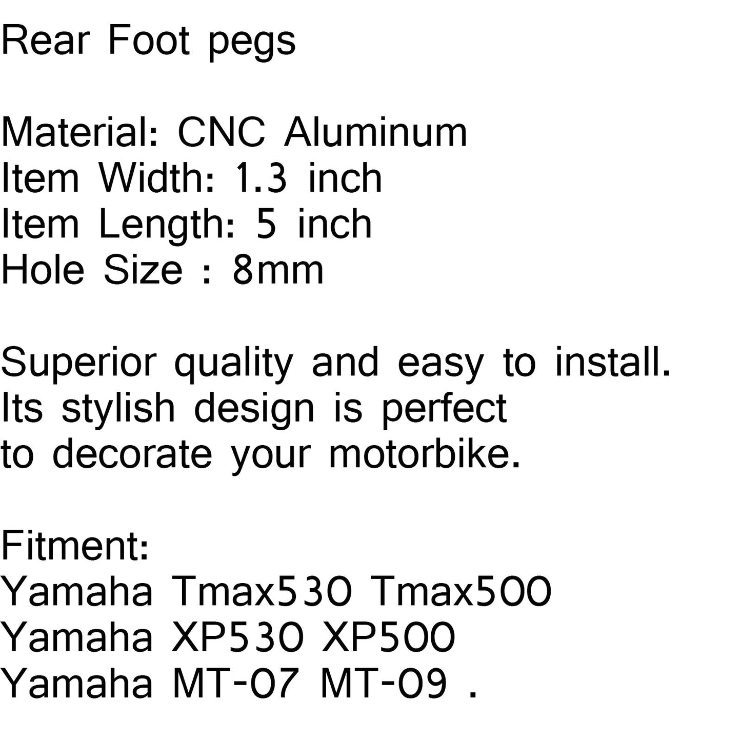 CNC Pedane Posteriori Pedale Per Yamaha TMAX500 TMAX 530 XP530 XP500 MT07 MT09 Blu Generico