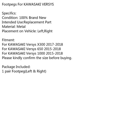 Pedane poggiapiedi anteriori Per KAWASAKI 17-18 Versys X 300 15-18 Versys 650 1000 Generico