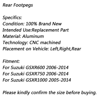 Poggiapiede posteriore per Suzuki GSXR600 GSXR750 2006-2014 GSXR1000 2005-2014 Generico