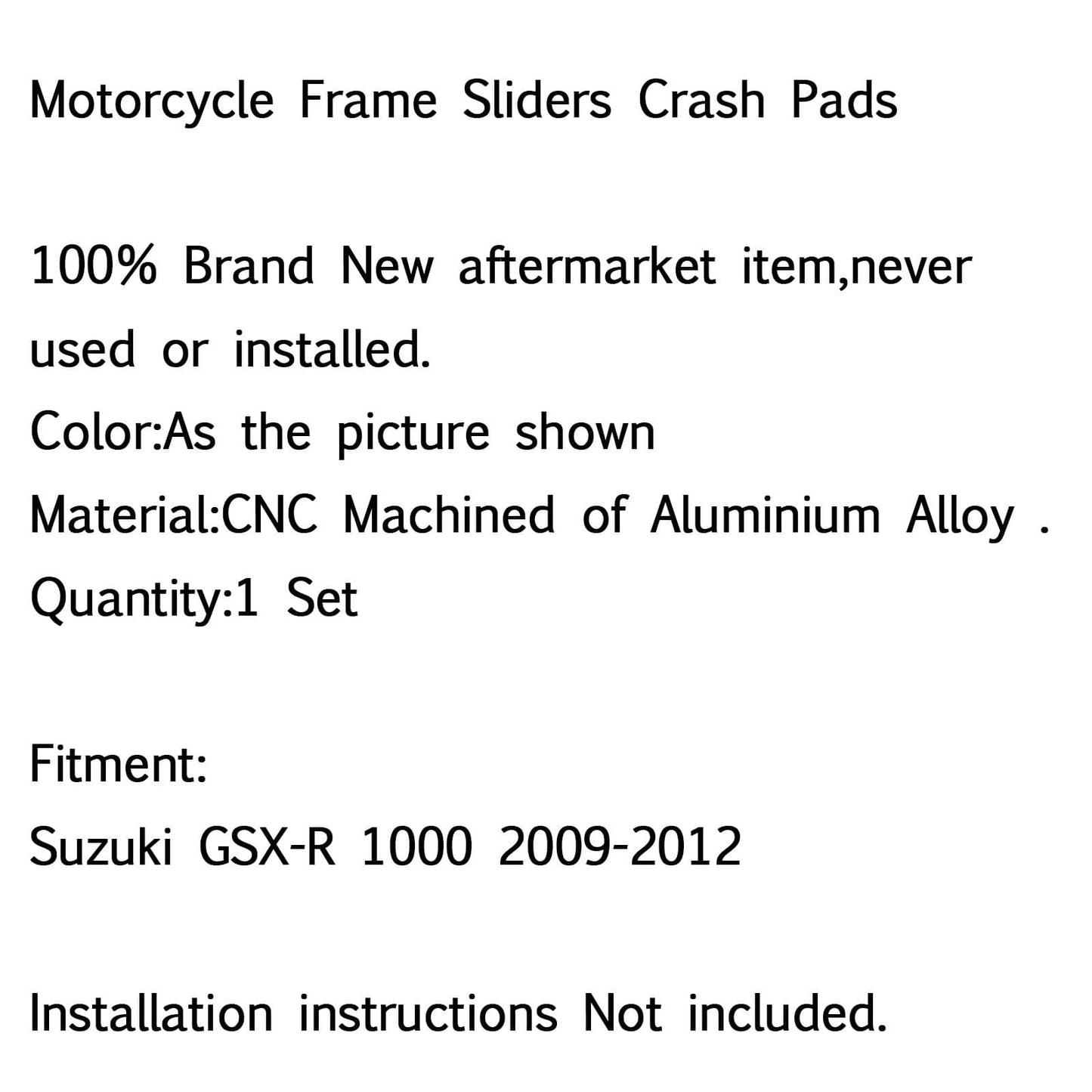 CNC Paratelaio Crash Pad Sinistra Destra Per Suzuki GSX-R 1000 2009-2012 Generico