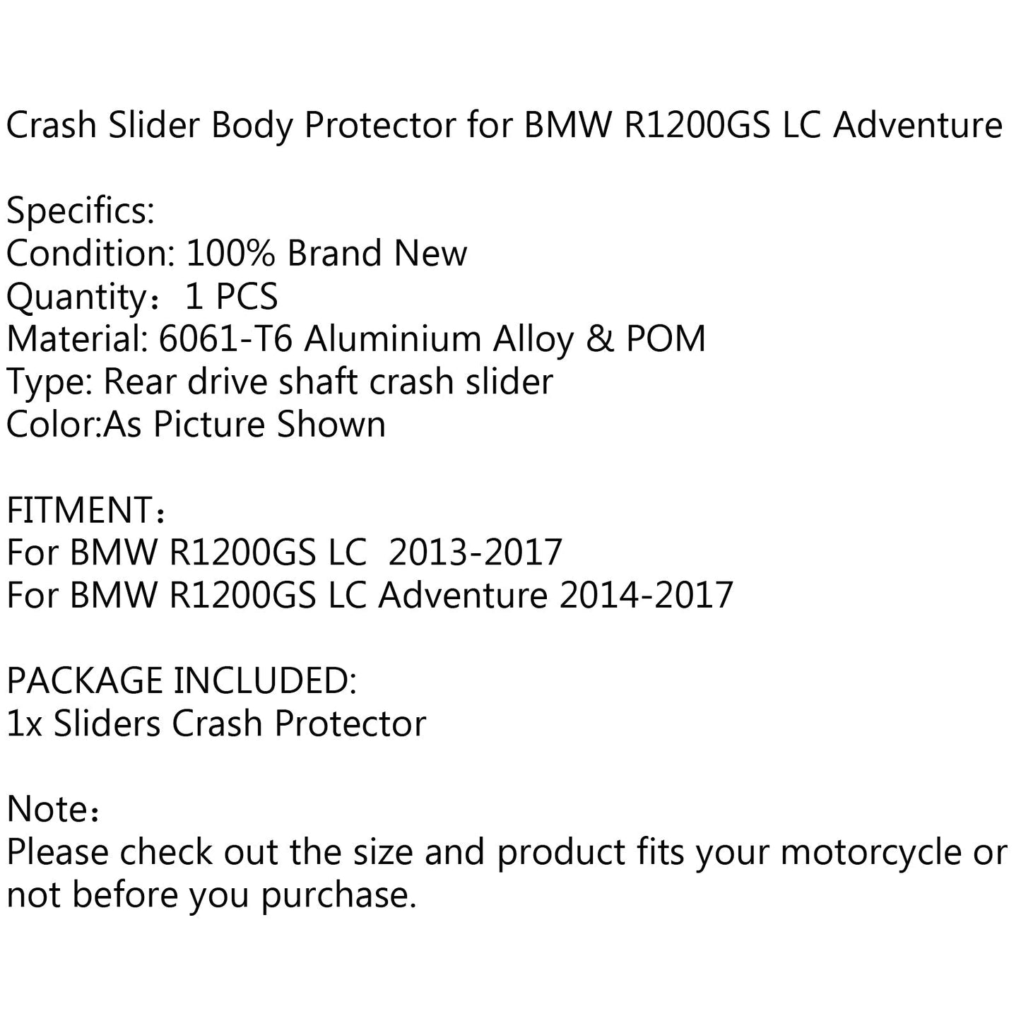 Protezione per cursore di arresto cardanico per alloggiamento trasmissione posteriore per BMW R1200GS LC ADV 13-17 generico