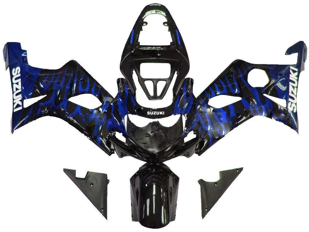 Amotopart 2000-2002 Suzuki GSXR1000 Cladding Black & Blue Flame Kit