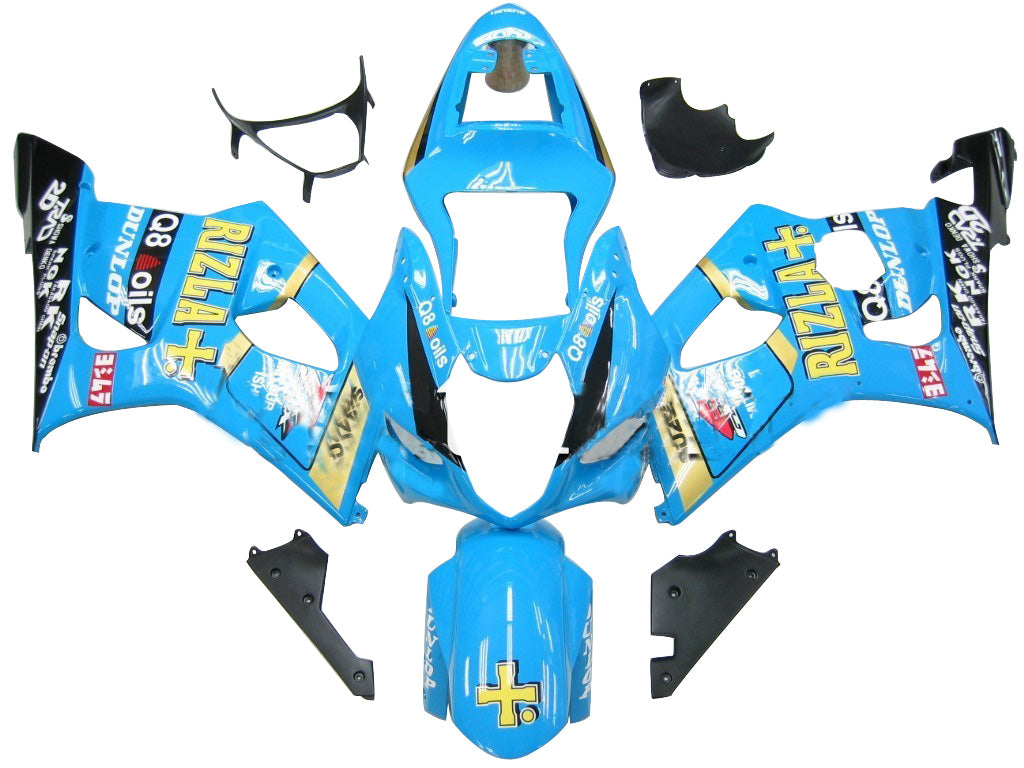 For GSXR1000 2003-2004 Bodywork Fairing Black Blue ABS Injection Molded Plastics Set