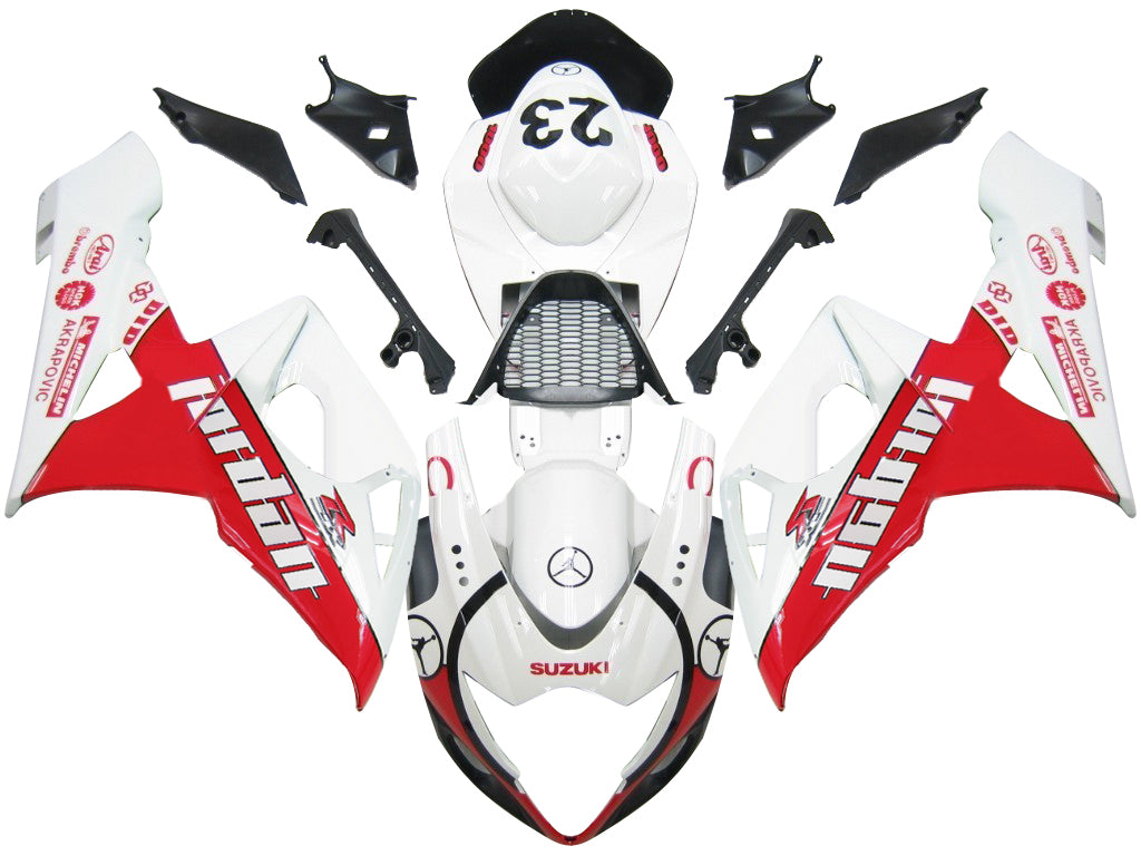Carene 2005-2006 Suzuki GSXR 1000 Bianco &amp; Rosso Jordan Racing Generico