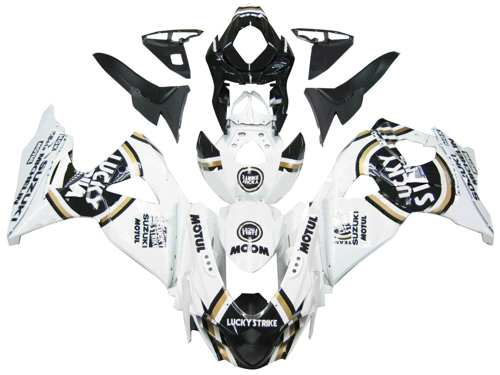 Carene 2009-2016 Suzuki GSXR 1000 White Black Gold Lucky Strike Racing Generic