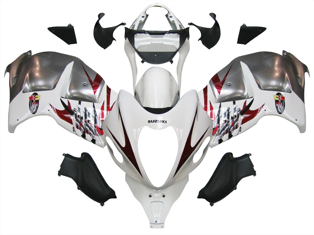 Carene 1999-2007 Suzuki GSX1300 Hayabusa White &amp; Silver Hayabusa Racing Generico