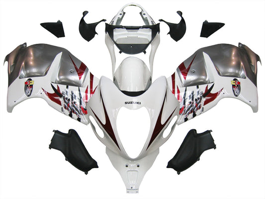 Carene 1999-2007 Suzuki GSX1300 Hayabusa White &amp; Silver Hayabusa Racing Generico